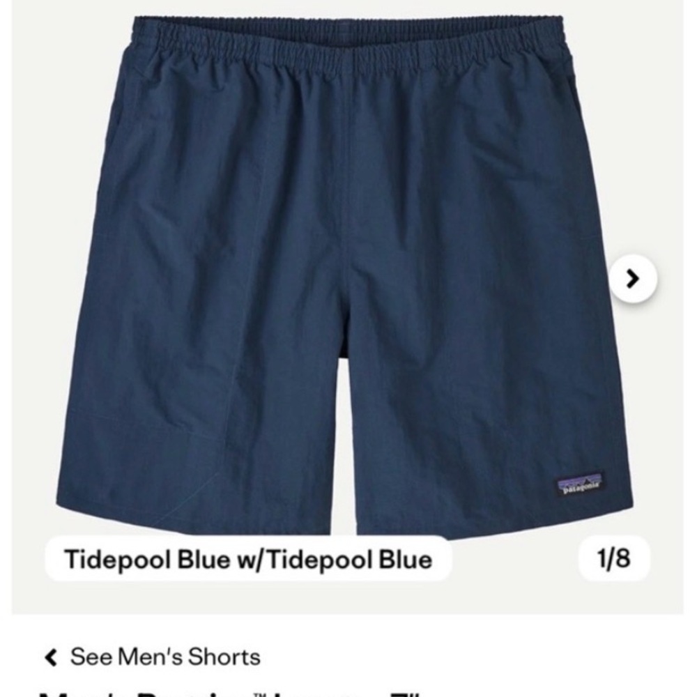 NWT PATAGONIA Men’s Baggies Shorts 7” Inseam — XX-Large (XXL) — Blue